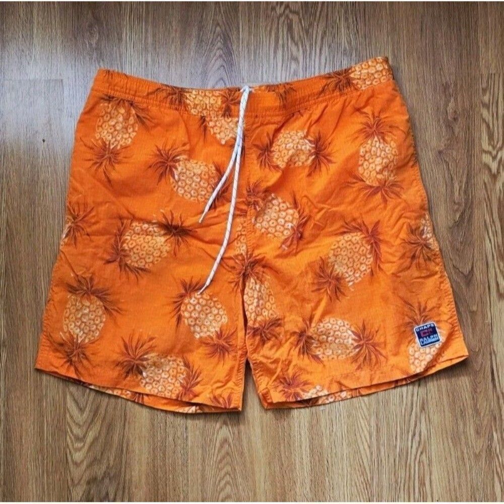 Chaps Ralph Lauren Swim Trunks Men's L Hawaiian Pineapple Print Yellow Surf